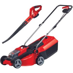 EINHELL Akkurasenmäher EINHELL Rasenmäher-Laubbläser-Set GE-CM 3018 Li